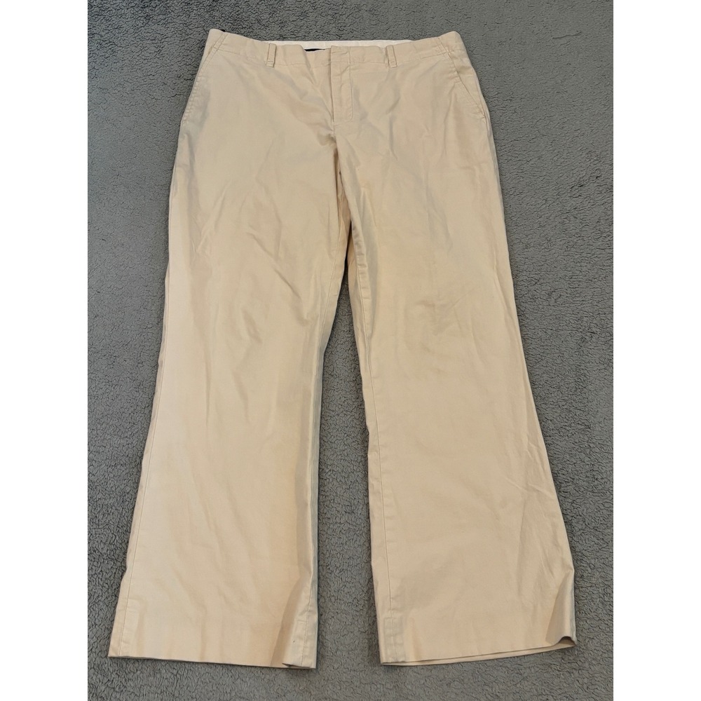 Gap Khaki Pants Tan Cotton Blend Stretch Flat Front Trousers Womens 12A